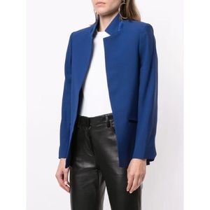 ZADIG & VOLTAIRE Blue Volly Inverted Notch Collar Crepe Jacket EUC Sz FR 38/US 8